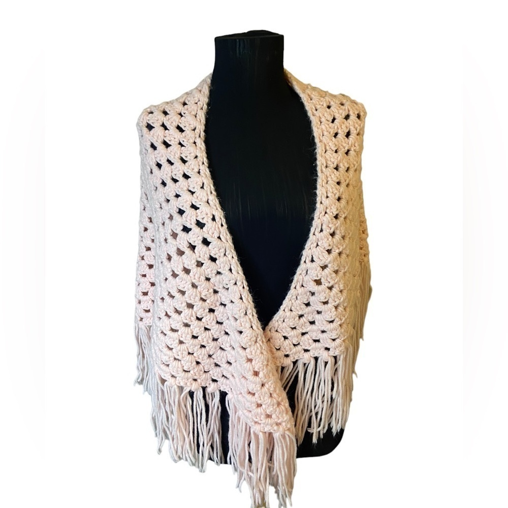 Light Pink Crochet Cape Sweater - Picture 10 of 10